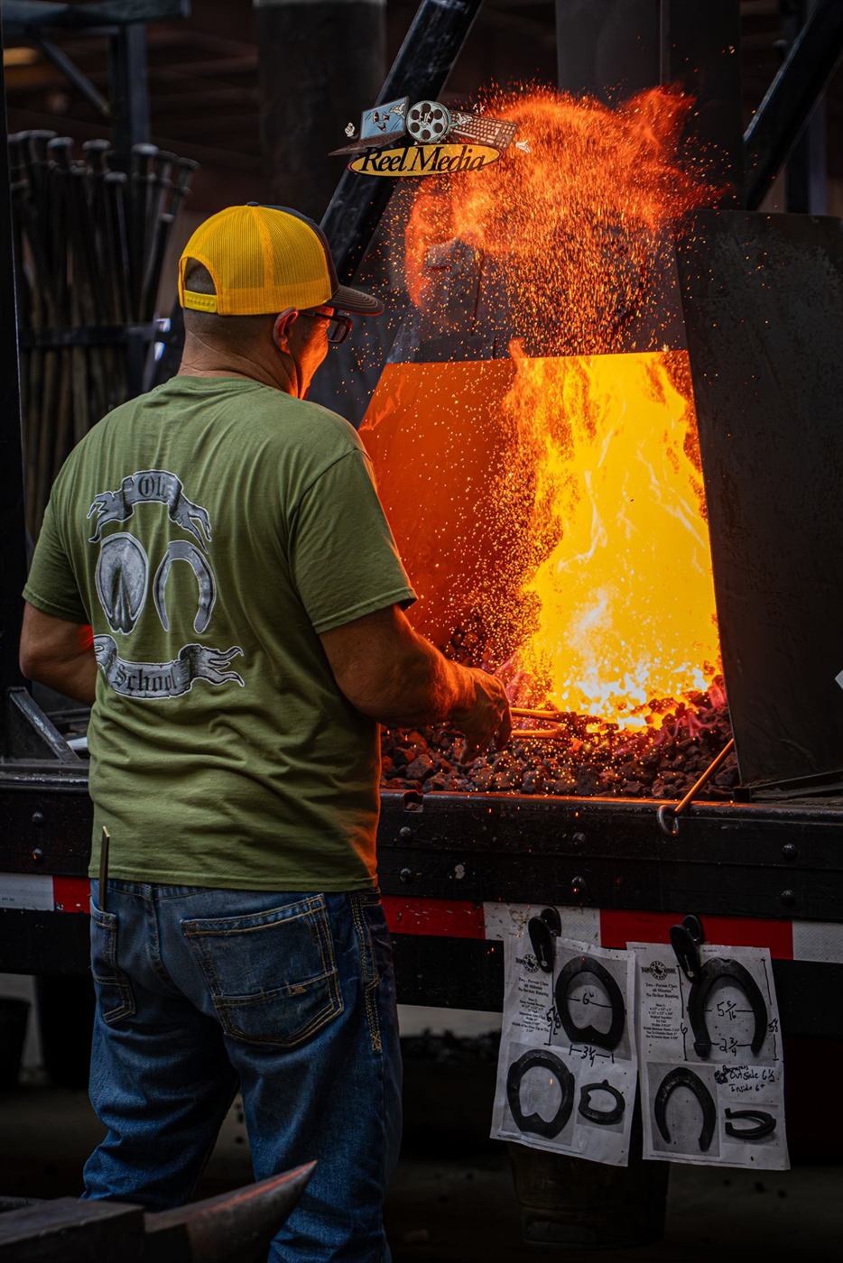 Flames leaping from a forge